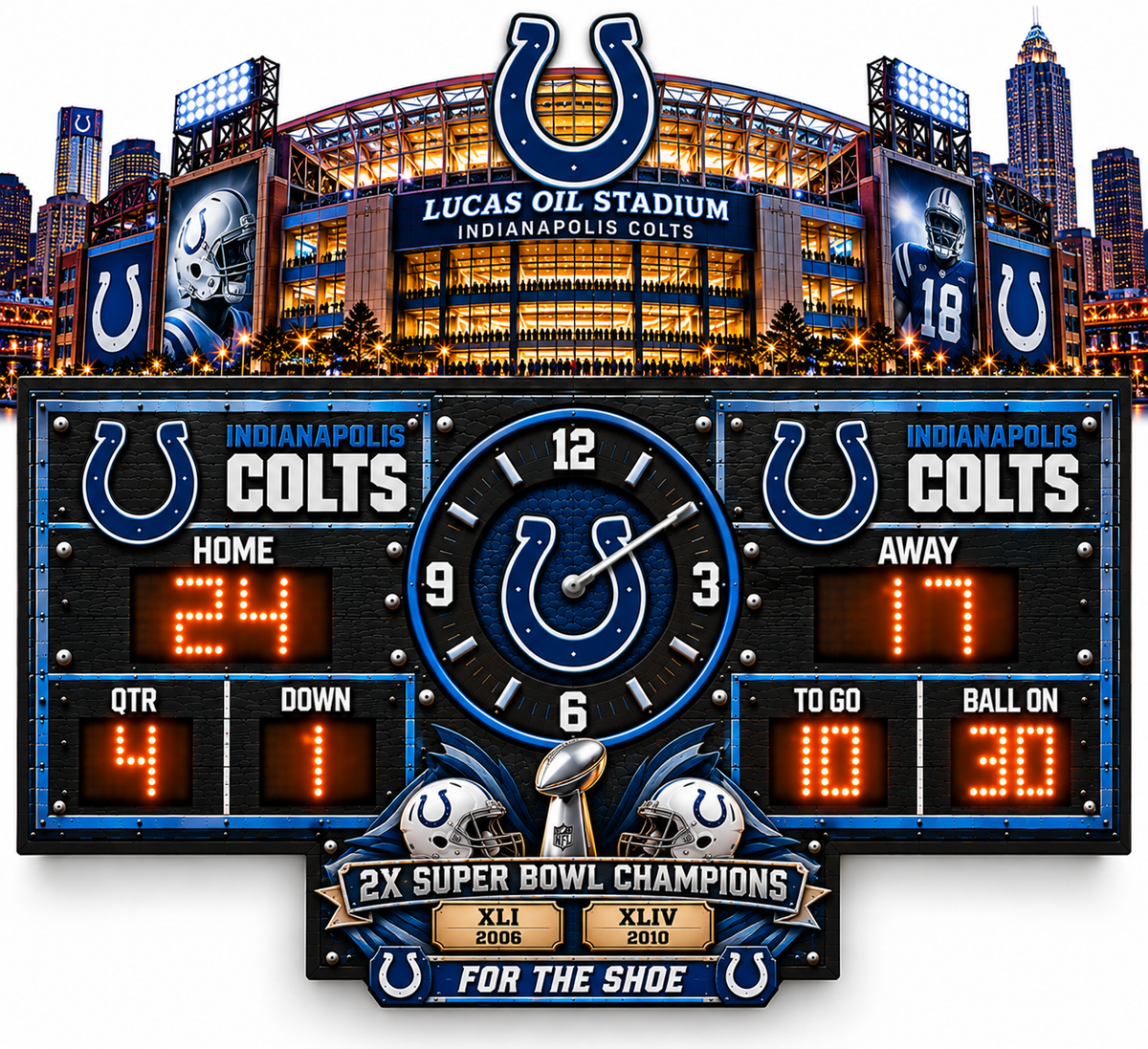 Football Scoreboard Wall Clock