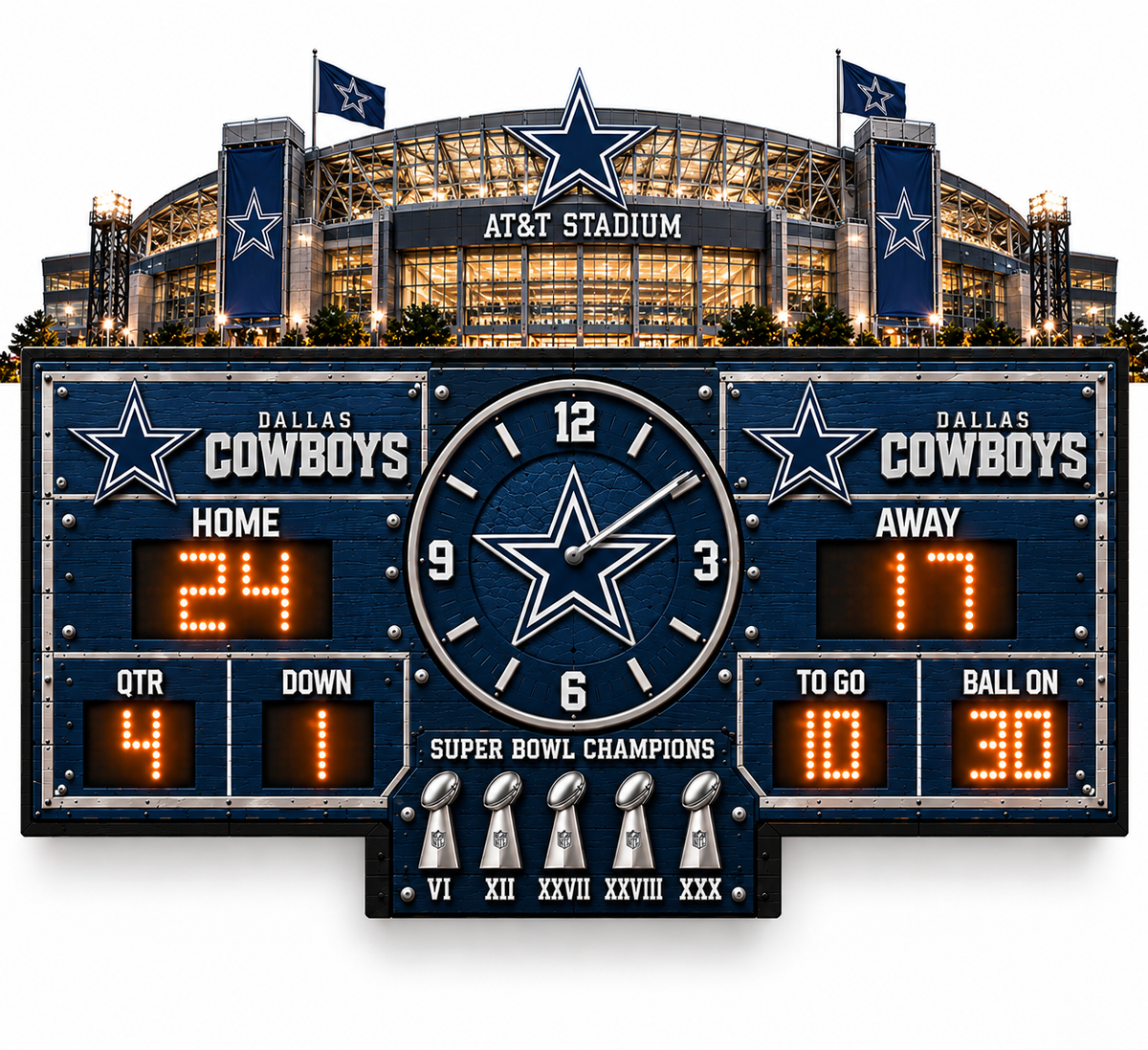 Football Scoreboard Wall Clock