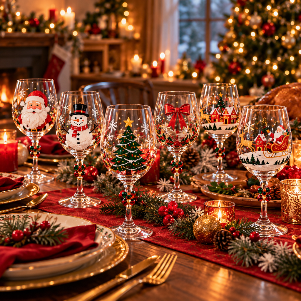 Handmade Christmas Glasses Gift Set (6-Piece)